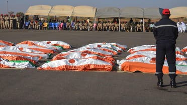 A photo taken on December 13, 2019 showing the bodies of 71 Military personnel who were killed by ISIS in Inates in the western Tillaberi region on December 10, 2019. (File photo: AFP)