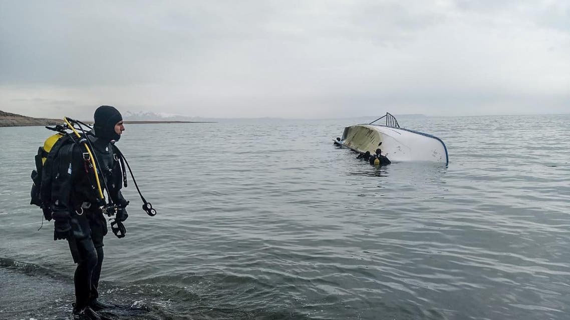 rescue diver standing on the shores of Lake Van after a boat carrying refugees and migrants sank in eastern Turkey on December 26, 2019. (File photo: AFP)