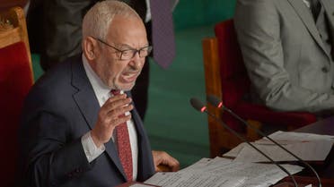Tunisian Islamist-inspired Ennahdha party leader Rached Ghannouchi chairs the first session of the new parliament following the October elections in the capital Tunis, on November 13, 2019. A collective oath by newly elected members of parliament was challenged by the leader of the Free Destourian Party (PDL), anti-Islamist lawyer Abir Moussi who wanted MPs to swear one by one, claiming some of them were not in the room at the time of the oath. It is the first clash on the floor of the Assembly between Moussi and Ghannouchi, who hopes to be the new president of the Assembly.