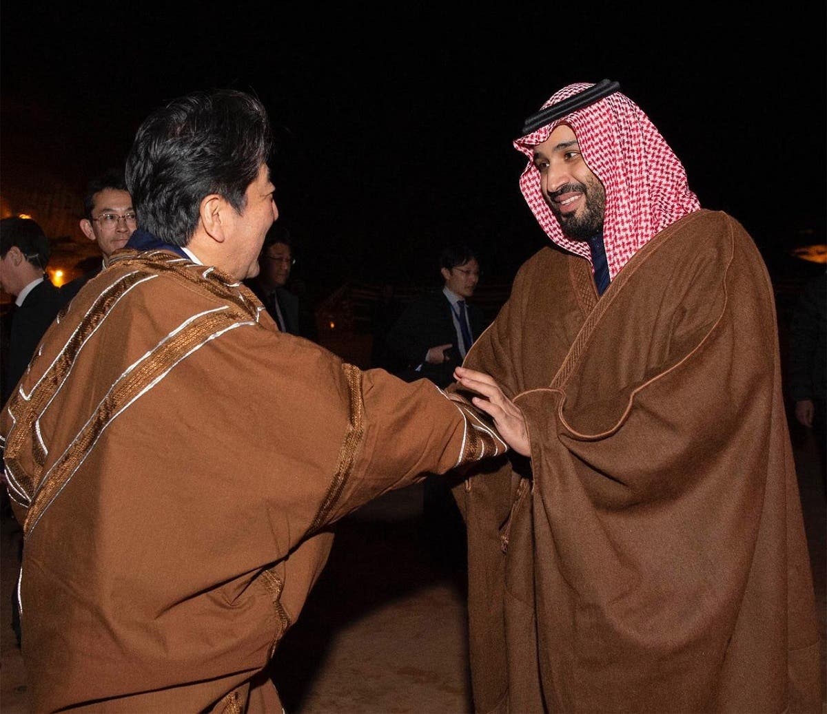 A photo of Saudi Arabia's Crown Prince Mohammed bin Salman with Japanese PM Shinzo Abe. (Photo: SPA)