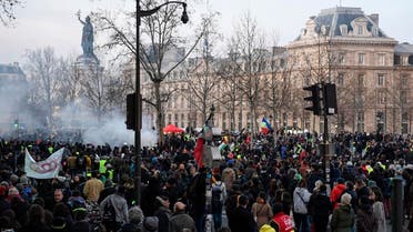 People demonstrate on Republic Square in Paris, on January 11, 2020, as part of a nationwide multi-sector strike against the French government's pensions overhaul. (Photo: AFP)