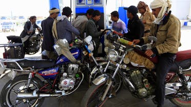 Yemeni motorcyclists wait in line to buy fuel at a petrol station amid fuel shortages in the capital Sanaa, on September 17, 2018. Saudi Arabia and its allies intervened in 2015 in the conflict between embattled Yemeni President Abedrabbo Mansour Hadi, whose government is recognised by the United Nations, and the Huthis and nearly 10,000 people have since been killed and the country now stands on the brink of famine.