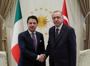 Turkish President Recep Tayyip Erdogan meets with Italian Prime Minister Giuseppe Conte in Ankara, Turkey, January 13, 2020. (Reuters)