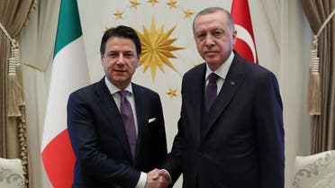 Turkish President Tayyip Erdogan meets with Italian Prime Minister Giuseppe Conte in Ankara, Turkey, January 13, 2020. (Reuters)