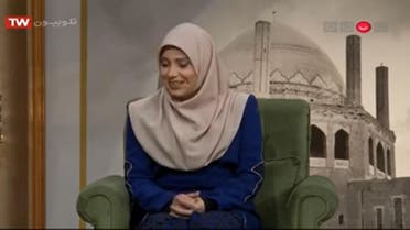 Iranian presenter Saba Rad pictured in a previous television show on state television. (Photo screengrab via YouTube)