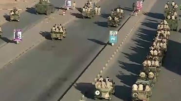 Military deployed on airport road in Khartoum. (Screengrab)