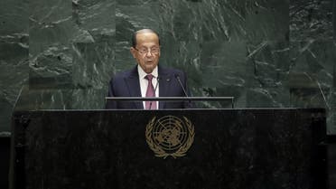 President of Lebanon Michel Aoun addresses the United Nations General Assembly at UN headquarters on September 25, 2019 in New York City. (File photo: AFP)