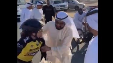 Sheikh Mohammed helps cyclist after she falls during race in Dubai