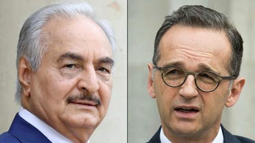 Combo picture of General Khalifa Haftar (L), and German Foreign Minister Heiko Maas. (AFP)