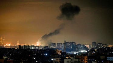 Smoke rises following an Israeli airstrike on Gaza City on January 15, 2020. (AFP)