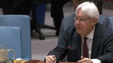 Martin Griffiths during a session on Yemen at the UN Security Council. (Screengrab)