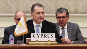 Yiorgos Lakkotrypis, Cypriot Environment and Energy Minister speaks at the third East Mediterranean Gas Forum (EMGF) meeting which is hosted by Egypt and brings together Cyprus, Greece, Israel, Italy, Jordan and the Palestinians in Cairo. (Reuters)