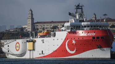 Picture shows a Turkish General Directorate of Mineral research and Exploration's (MTA) Oruc Reis seismic research vessel docked at Haydarpasa port, which searches for hydrocarbon, oil, natural gas and coal reserves at sea. (File photo: AFP)