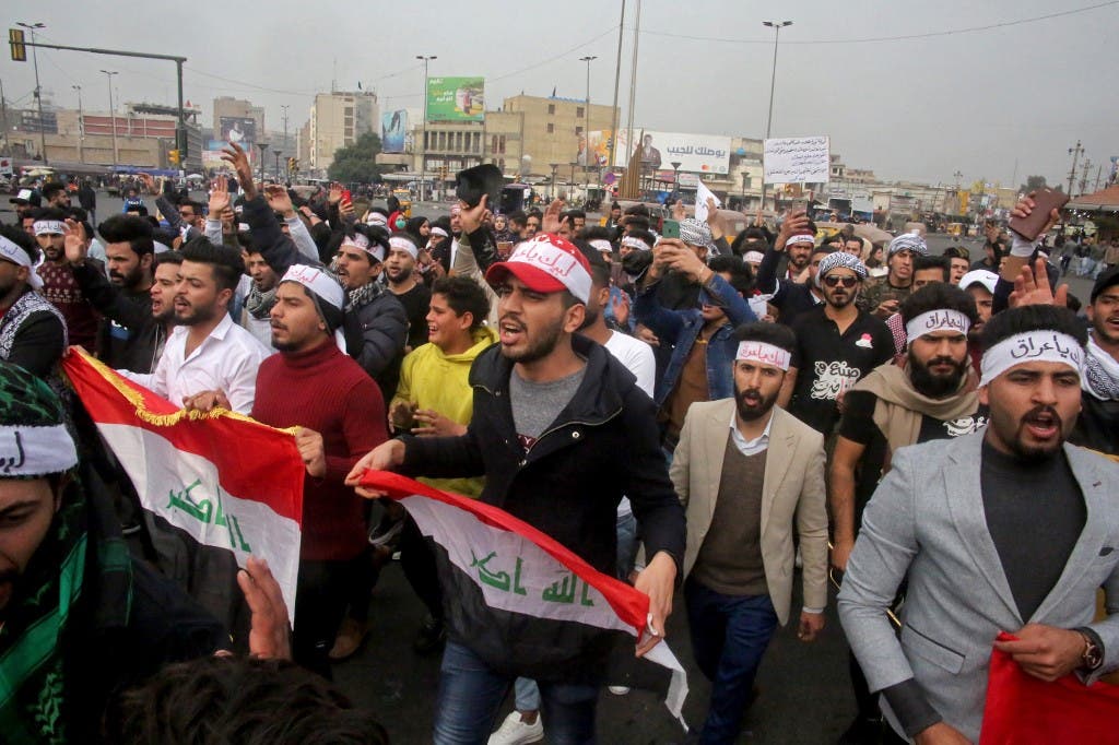 مظاهرات في ساحة التحرير ببغداد 19 يناير فرانس برس