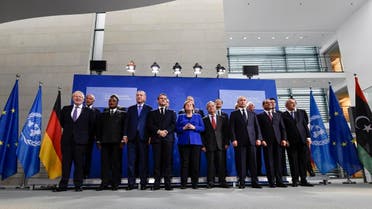 World leaders pose for a family picture during a peace summit on Libya at the Chancellery in Berlin. (AFP)