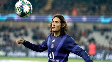 Paris Saint-Germain's Uruguayan forward Edinson Cavani warm up prior the UEFA Champions League Group A football match between Brugge and Paris Saint-Germain's (PSG) on October 22, 2019 at the Jan Breydel stadium in Bruges. (AFP)