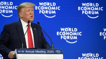 US President Donald Trump delivers a speech at the Congress center during the World Economic Forum (WEF) annual meeting in Davos, on January 21, 2020. (AFP)