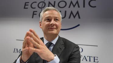 French Economy and Finance Minister Bruno Le Maire attends a press conference during the World Economic Forum (WEF) annual meeting in Davos, on January 22, 2020. (AFP)