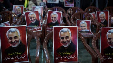 Posters of slain Iranian Revolutionary Guard Gen. Qassem Soleimani are placed on chairs as supporters of Hezbollah leader Sayyed Hassan Nasrallah gather for his televised speech in a southern suburb of Beirut, Lebanon, Sunday, Jan. 5, 2020 following the U.S. airstrike in Iraq that killed Soleimani. The posters read: Sayyad of martyrs in the axis of resistance. The martyr Hajj Qassem Soleimani. (File photo: AP)