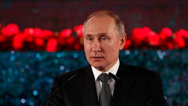 Russian President Vladimir Putin delivers a speech in Jerusalem on January 23, 2020. (AP)