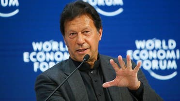 Pakistan’s Prime Minister Imran Khan speaks during a session at the 50th World Economic Forum (WEF) in Davos, Switzerland, on January 22, 2020. (Reuters)