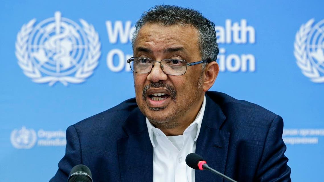 World Health Organization Director-General Tedros Adhanom Ghebreyesus speaks during a press conference following an emergency talks over the new SARS-like virus spreading in China and other nations in Geneva on January 22, 2020. (AFP)