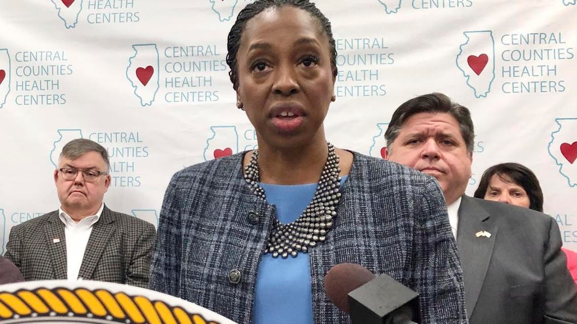 Dr. Ngozi Ezike, director of the Illinois Department of Public Health, discusses the discovery of a second case in Illinois of the novel coronavirus, on January 24, 2020, in Springfield, Illinois. (AP) 