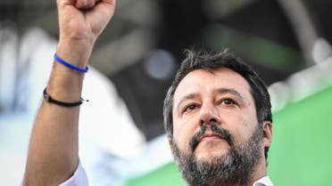Matteo Salvini gestures at the start of a rally on October 19, 2019 in Rome. (AFP)