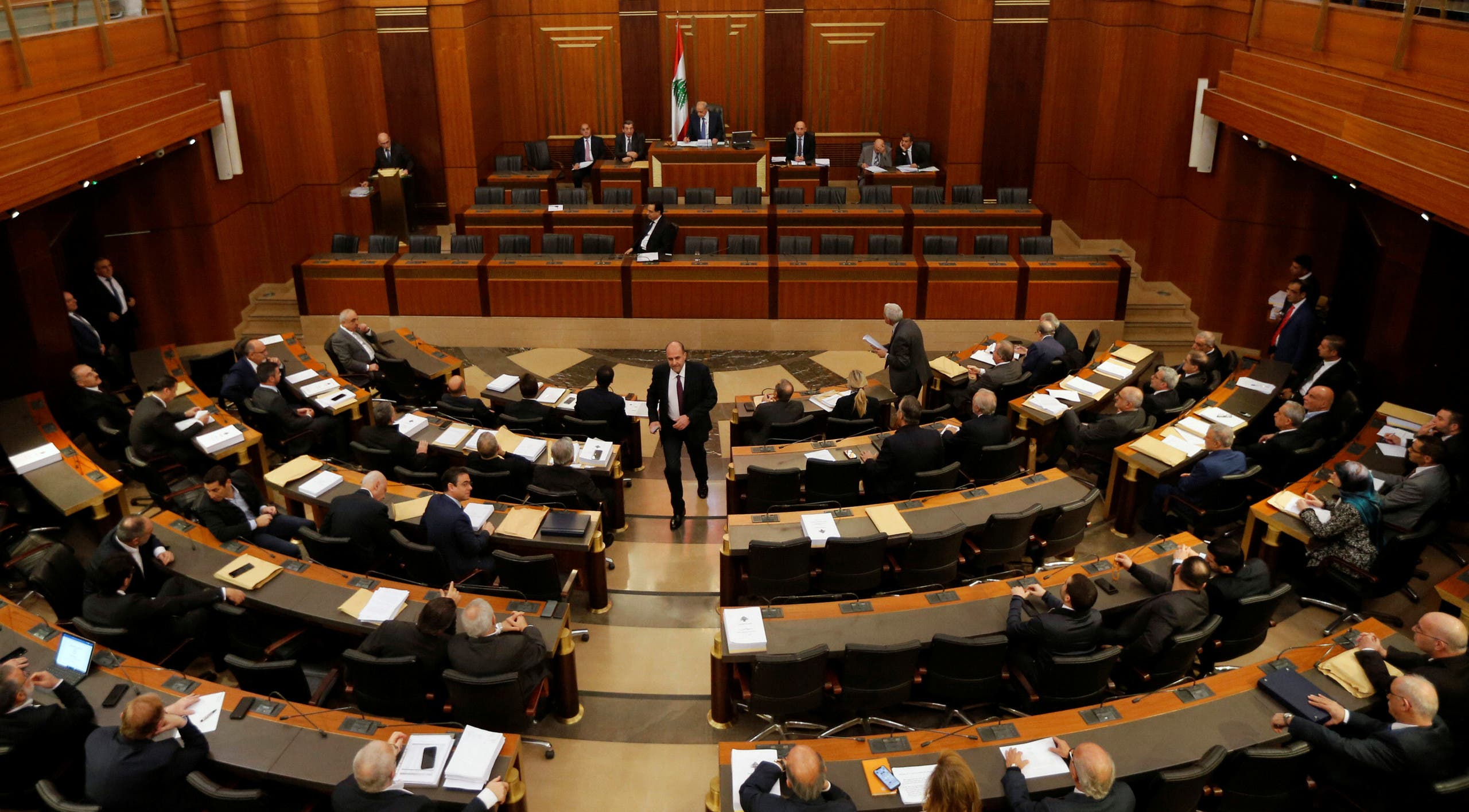 Lebanese members of parliament attend a parliament session in downtown Beirut, Lebanon. (Reuters)
