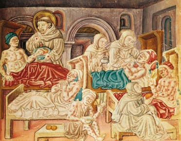 رسم تخيلي لعدد من مصابي الطاعون بالعصور الوسطى