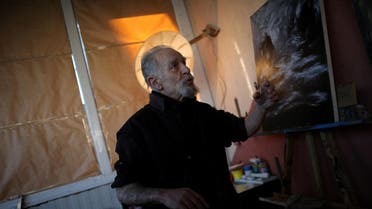 Artist Stamen Karamfilov gestures at his studio in the city of Plovdiv, Bulgaria, January 23, 2020. (Reuters)