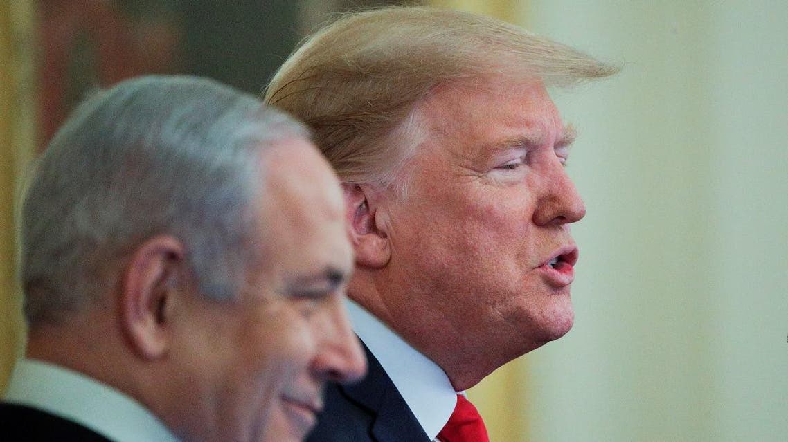 U.S. President Trump and Israel's Prime Minister Netanyahu discuss Middle East peace proposal at White House in Washington. (Reuters)