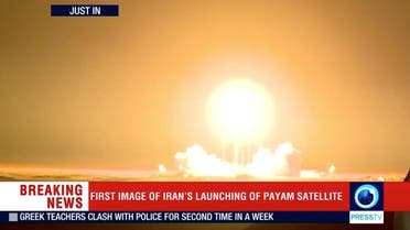 The Payam satellite is launched in Iran, January 15, 2019, in this still image taken from video. (Reuters)