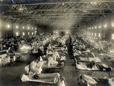 صورة لعدد من المصابين أثناء فترة انتشار الأنفلونزا الإسبانية