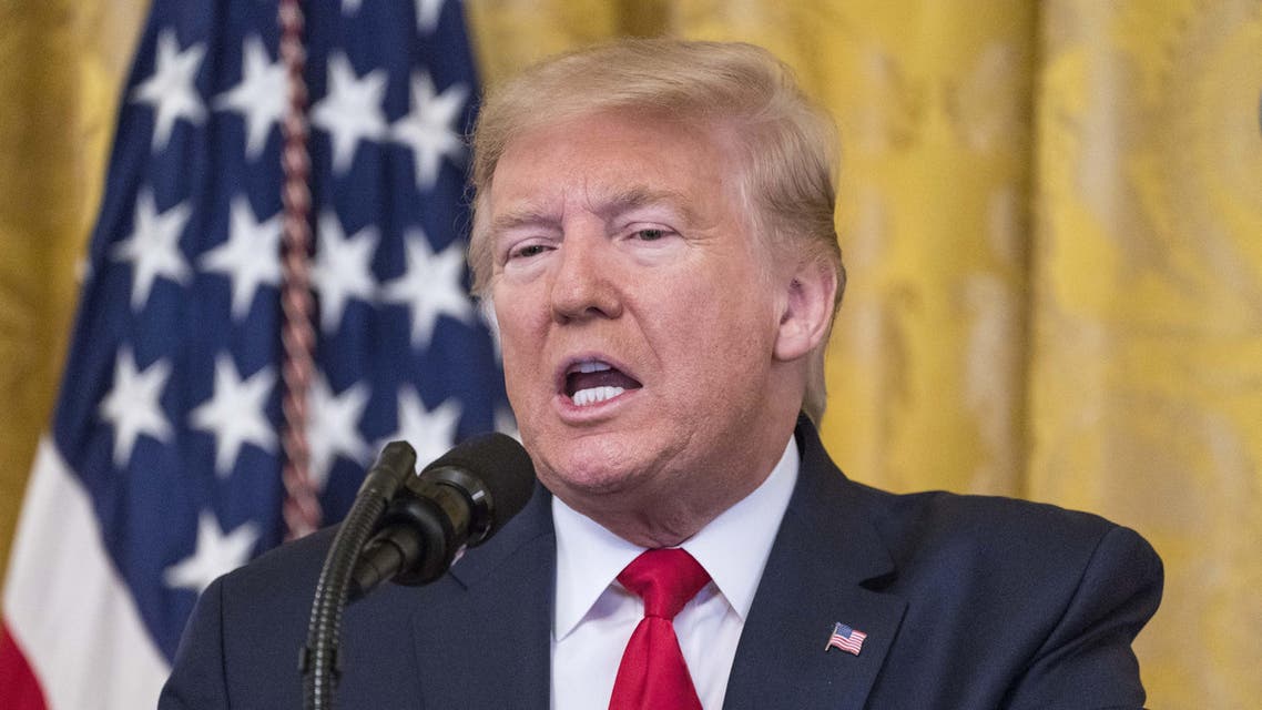 WASHINGTON, DC - JANUARY 28: U.S. President Donald Trump and Israeli Prime Minister Benjamin Netanyahu participate in a joint statement in the East Room of the White House on January 28, 2020 in Washington, DC. The news conference was held to announce the Trump administration's plan to resolve the Israeli-Palestinian conflict. Sarah Silbiger/Getty Images/AFP Sarah Silbiger / GETTY IMAGES NORTH AMERICA / AFP