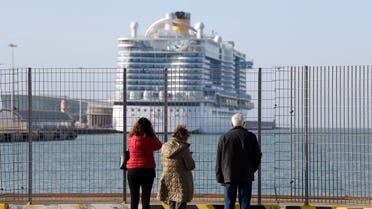 More than 6,000 tourists were under lockdown aboard the Costa Smeralda cruise ship which docked in the Civitavecchia port 70km north of Rome on January 30, 2020. (AFP)
