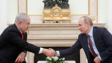 Russian President Vladimir Putin meets with Israeli Prime Minister Benjamin Netanyahu at the Kremlin in Moscow on January 30, 2020. (AFP)