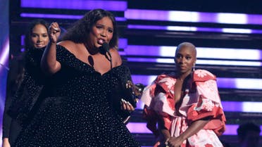 Lizzo accepts the award for best pop solo performance for Truth Hurts at the 62nd annual Grammy Awards. (AP)