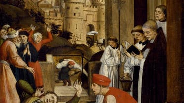 لوحة تجسد عملية نقل جثث عدد من ضحايا وباء الطاعون بالعصور الوسطى