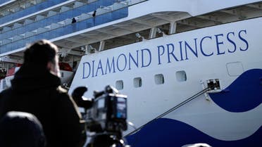 The cruise ship Diamond Princess is anchored at Yokohama Port for supplies replenished in Yokohama, south of Tokyo, Thursday, Feb. 6, 2020. (AP)