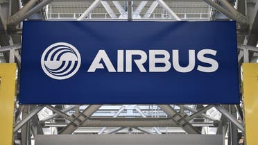 This file photo taken on March 21, 2018 shows a logo at the Airbus A380 assembly site in Blagnac, southern France. (File photo: AFP)