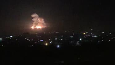 An image grab shows on November 20, 2019 smoke and fire billowing during a reported Israeli air strike on the outskirts of Damascus. The Israeli army confirmed that it carried out strikes against military sites in Damascus today, in response to rocket fire from Syria the previous day. We just carried out wide-scale strikes of Iranian Quds Force & Syrian Armed Forces targets in Syria in response to the rockets fired at Israel by an Iranian force in Syria, the Israel Defense Forces tweeted. Syria's state media earlier said Syrian anti-aircraft defences intercepted a heavy attack by Israeli warplanes over the capital Damascus.