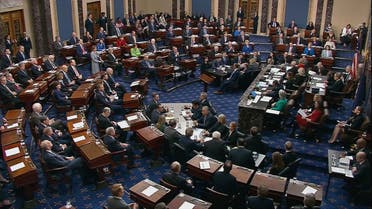 U.S. senators cast their votes on the first article of impeachment abuse of power during the final votes in the Senate impeachment trial of U.S. President Donald Trump in this frame grab from video shot in the Senate Chamber at the U.S. Capitol in Washington, U.S., February 5, 2020. U.S. Senate TV/Handout via Reuters