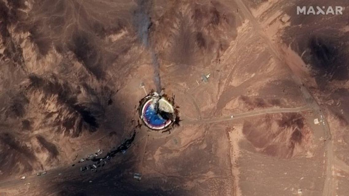 This photo shows the aftermath of a failed missile launch at the Iranian space center in August, 2019. (File photo: AP)