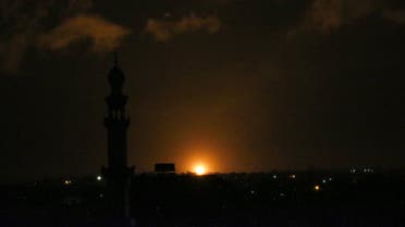 A ball of fire is seen following an Israel airstrike at Khan Yunis in the southern Gaza Strip early on February 10, 2020. (AFP)
