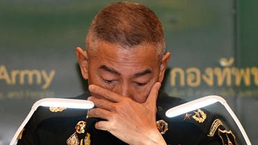 Thai army chief Apirat reacts during a news conference in Bangkok following last weekend's shooting rampage in Nakhon Ratchasima. (Reuters)