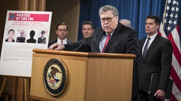 Attorney General William Barr participates in a press conference at the Department of Justice on February 10, 2020 in Washington, DC. (AFP)