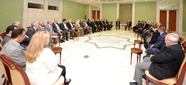 وفد التجمع العربي خلال مقابلة له مع الأسد