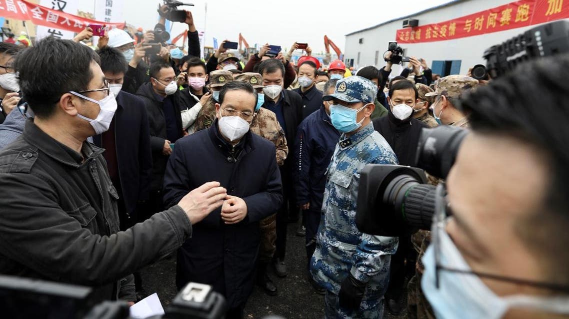 Jiang Chaoliang, Secretary of Hubei Provincial Committee of the Communist Party of China (CPC), inspects the newly completed, Huoshenshan Hospital, to treat coronavirus patients, in Wuhan, Hubei province, China. (File photo: Reuters)