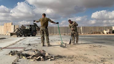 US soldiers clearing rubble at Ain al-Asad military airbase in the western Iraqi province of Anbar on January 13, 2020. (File photo: AFP)